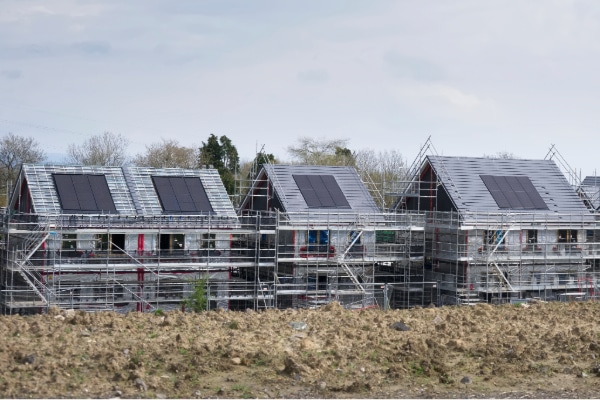 New housing development construction site showcasing homes built with sustainable practices. nuRe® nutrient neutrality solutions